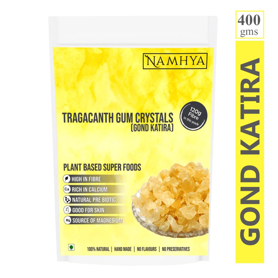Namhya - Gond Katira Crystals - 400g (40 Servings) - Cools Body, Aids Digestion, Boosts Stamina, Gut Health - Gond Katira - Natural, No Preservatives - Balances Pitta, Supports Digestion & Hydration - Image 2 thumbnail