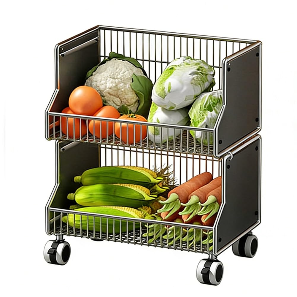 Scaffale da cucina resistente con ruote, organizer in metallo, multifunzione, portatile, per dispensa e spazi ristretti