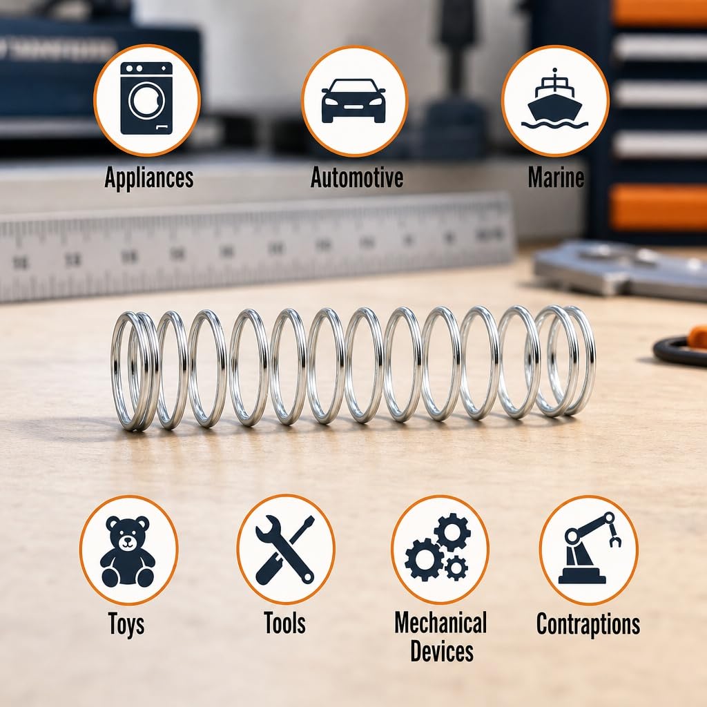 Prime-Line SP 9736 Compression Spring, Spring Steel Construction, Nickel-Plated Finish, 0.162 Gauge x 1-1/8 in. x 7 in. (Single Pack) — Amazon image 5