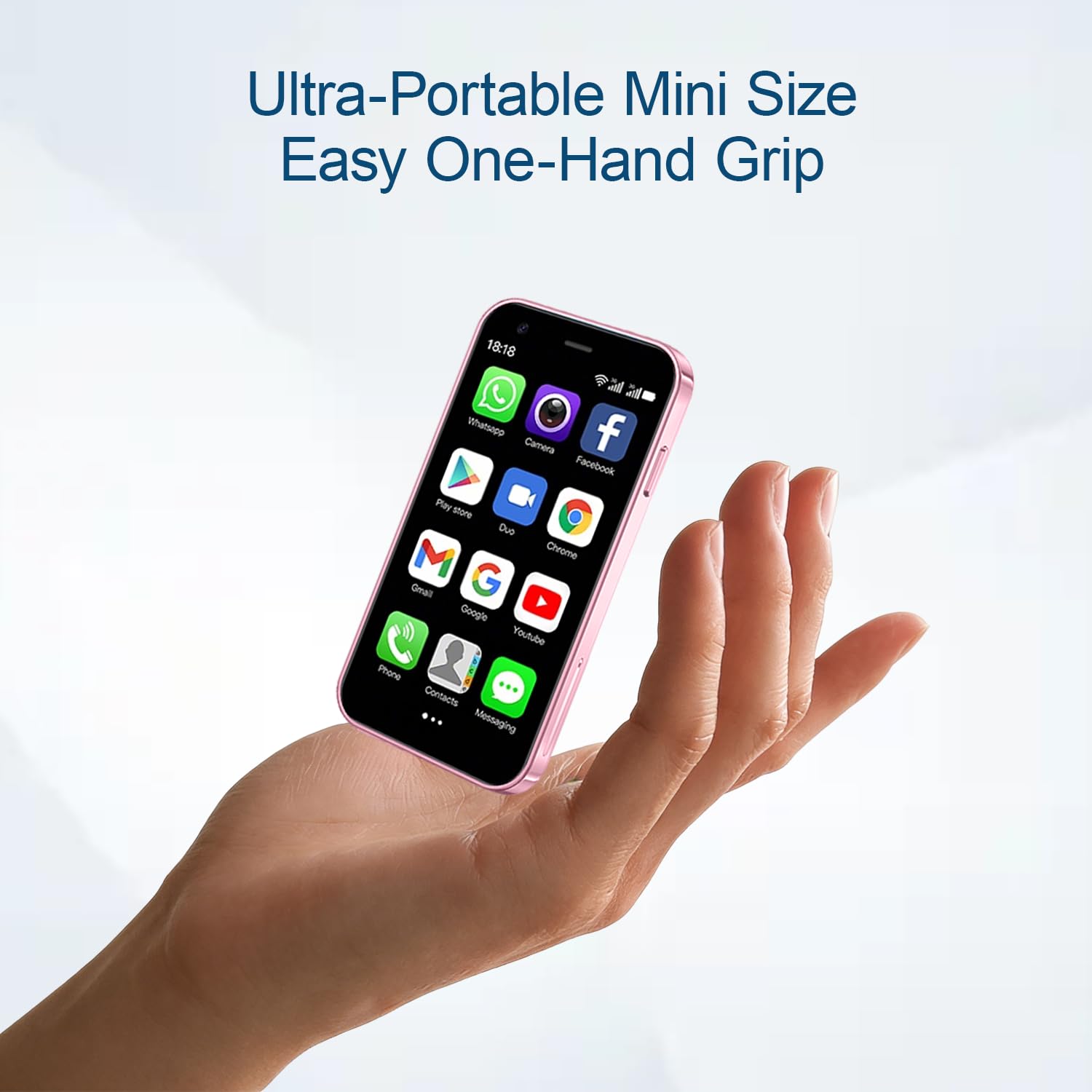 Mini Phone Unlocked 3.0" Compact Smartphone Android 9 Quad-Core Dual SIM Face ID 2GB+16GB (Up to 128GB SD) 3G 5MP+5MP Dual Cameras (Black) - 3