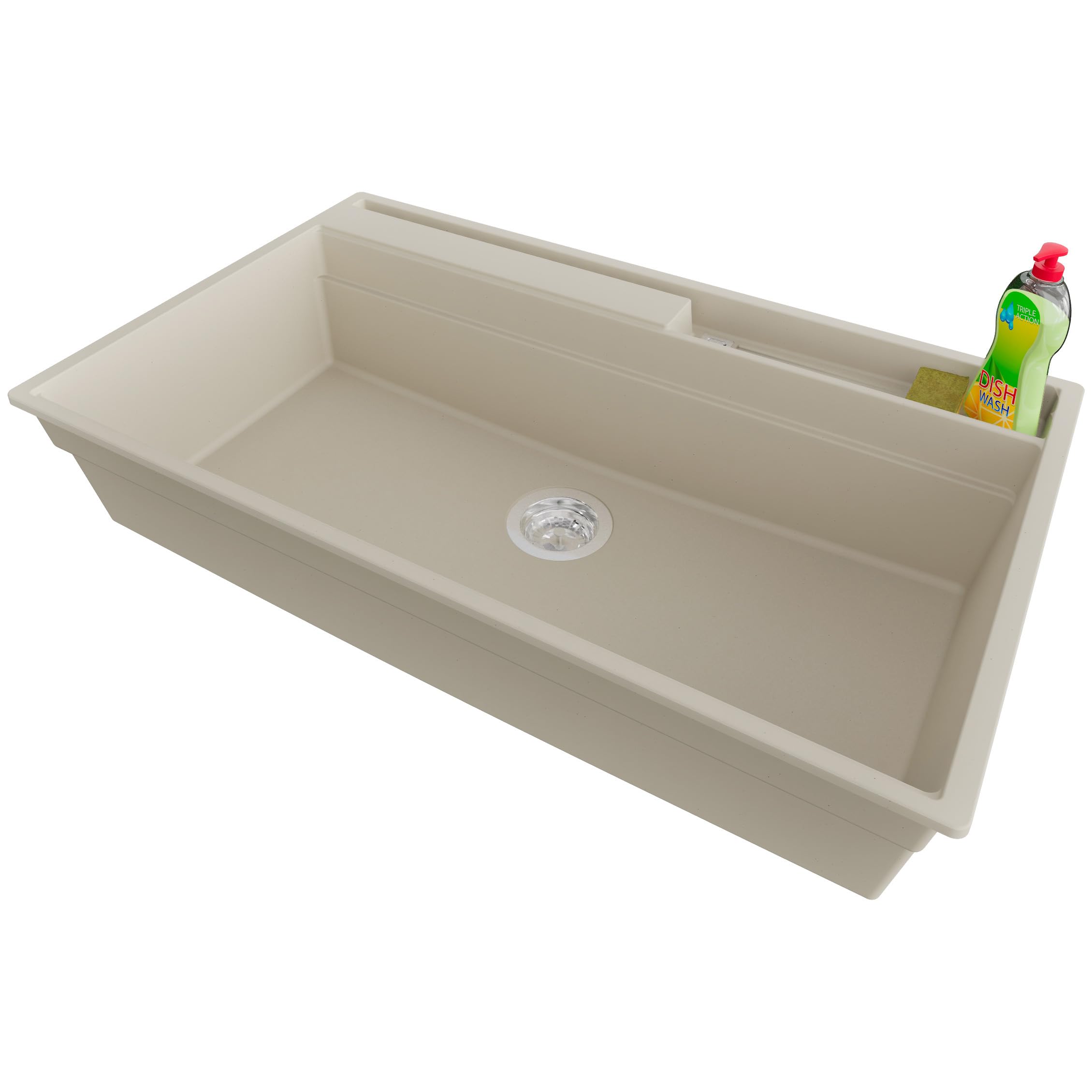 PRIMAGRAN Evier Cuisine en Granit au Meuble 90cm + Kit de Vidage, 88x53cm