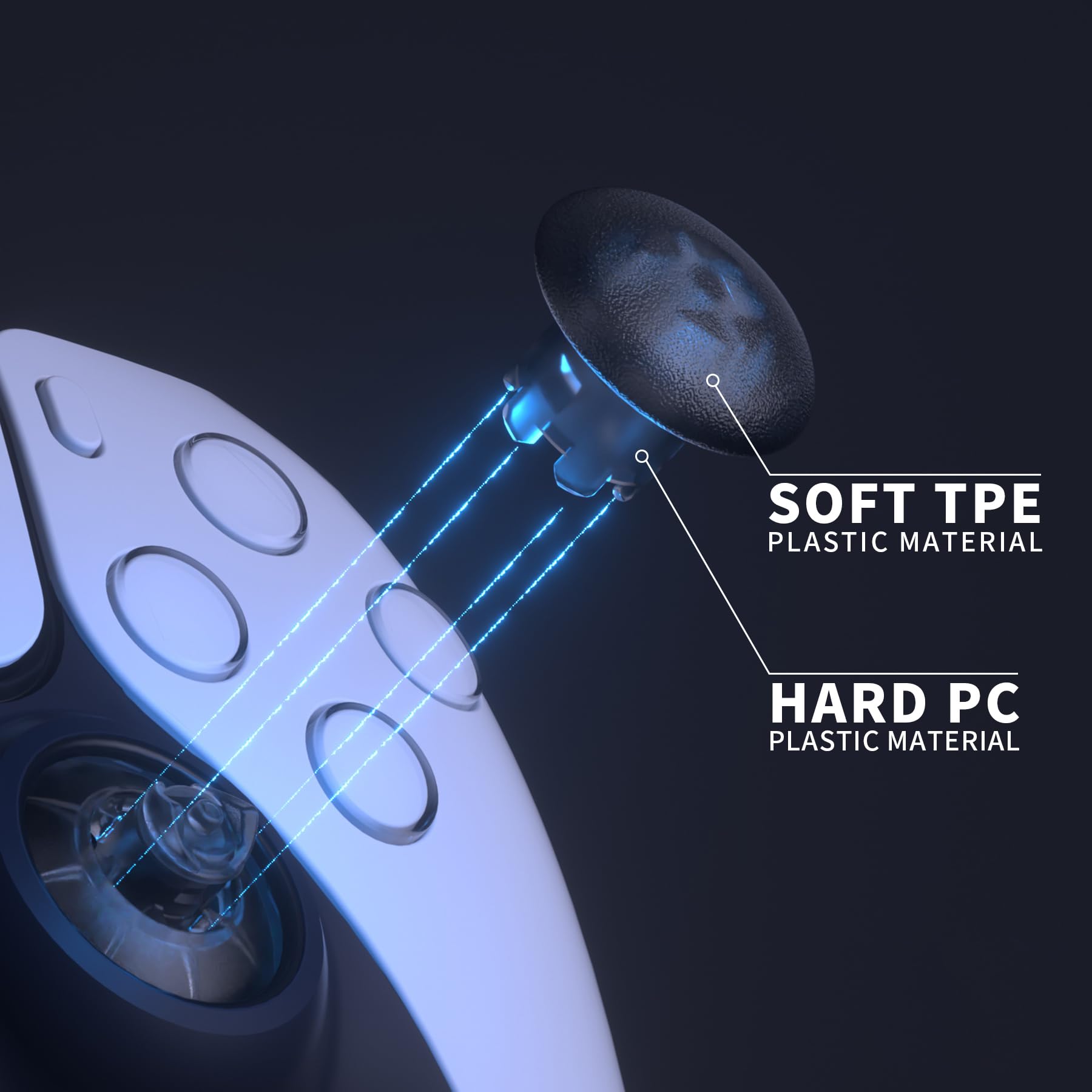 eXtremeRate EDGE Styl Thumbsticks do kontrolerów ps5 & ps4, Niestandardowe Wymienne Drążki Analogowe Dołączone Joysticki do Kontrolerów ps5 - Jasne Czarny