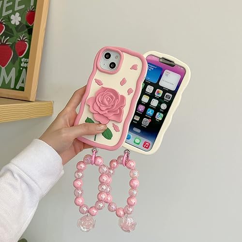 Miniatura 6 de Funda para iPhone 11, linda funda 3D Kawaii para teléfono, diseño divertido de rosas y flores de dibujos animados con correa de mano, funda de