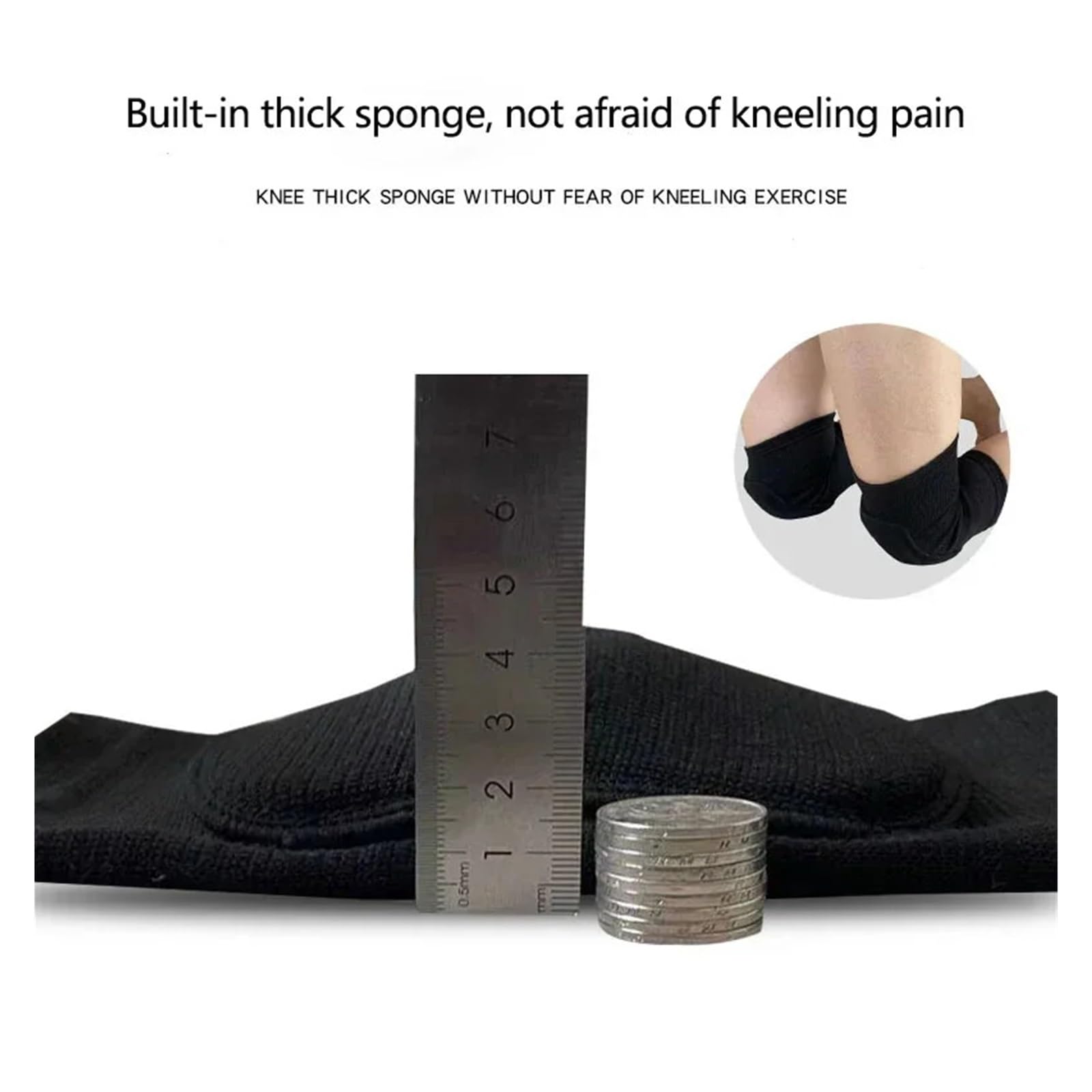 MRKU Genouillères de Sport antidérapantes, 1 Paire, Protection pour Adultes, Danse, élastique, épaisses, en Mousse, idéales pour la Gym, Le Yoga et l'entraînement.