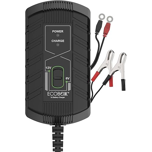 Infinity 1A Battery Charger, 6V / 12V, 3 Stage Charging, Battery Maintainer, Trickle Charge for Lead Acid, Gel, Lithium-ion, STD Batteries in Car, RV, Motorcycle, ATV, Boats