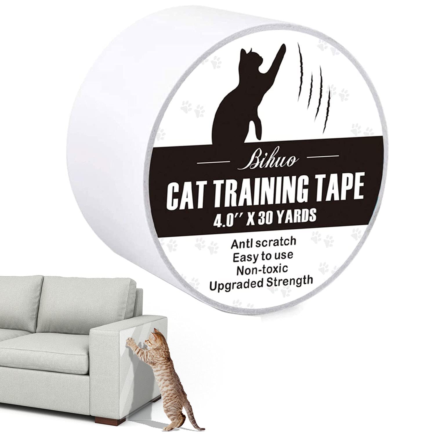 Cat Scratch Deterrent Tape, Cat Training Tape 4 Inches x 30 Yards, Cat Anti-Scratch Tape, Clear Double Sided Furniture Carpet Protectors Anti-Scratch Pad for Couch,Sofa,Door