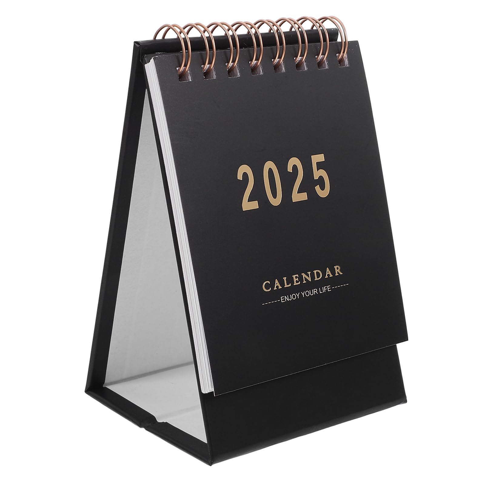NUOBESTY Mini Desk 2025 Calendar Small Black Standing Flip Calendar for Desk Home Office, 12.00X7.60X6.00CM