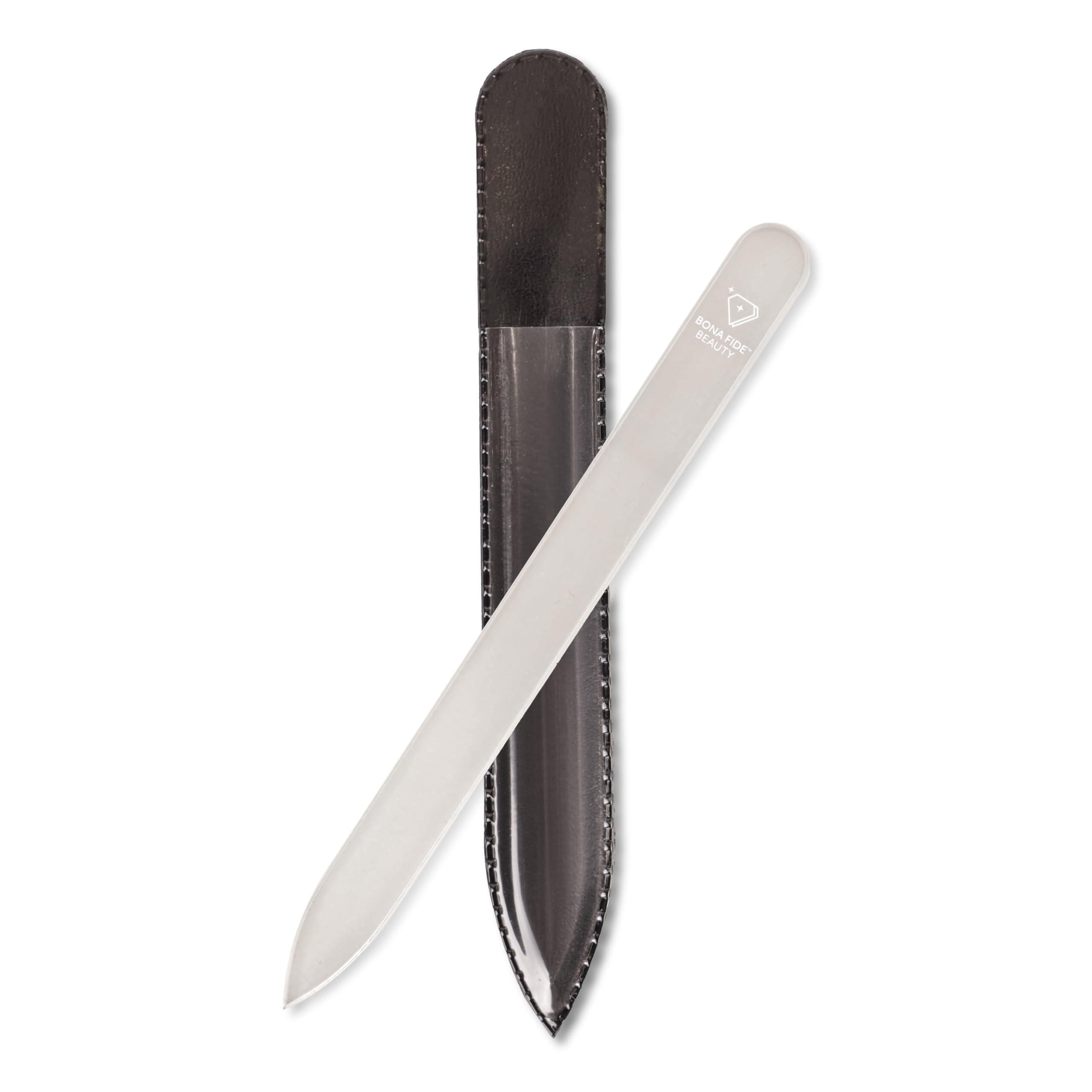 Bona Fide Beauty Czech Glass Nail File for Acrylic Nails, Crystal Glass Nail File with Case. Coarse Fingernail Filer (Gray)