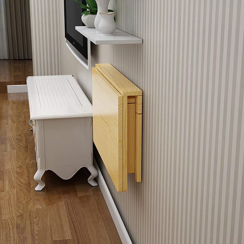Table pliante murale en bois massif avec plateau rabattable