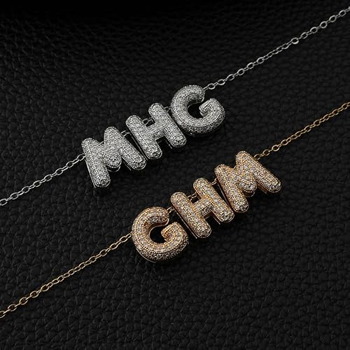 Personalized Name Necklace for Women – Custom Letter Pendant Necklace with Rhinestone Initials, Gold Plated Bling Jewelry, Gift for Her — view 2