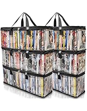 Made Easy Kit Clear View Media Storage Bag for DVDs, VHS &amp; Video Game Cases- Protect Your Collection &amp; Preserve The Quality of Your Cases - Stackable, Space-Saving, Fits 40 (Black DVD, 6-Pack)