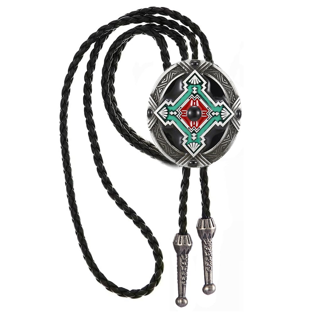 Joxevyia Bolo Tie for Men Vintage Cow Skull Leather Rope Western Cowboy Necktie Vintage Bola Tie Gift for Him
