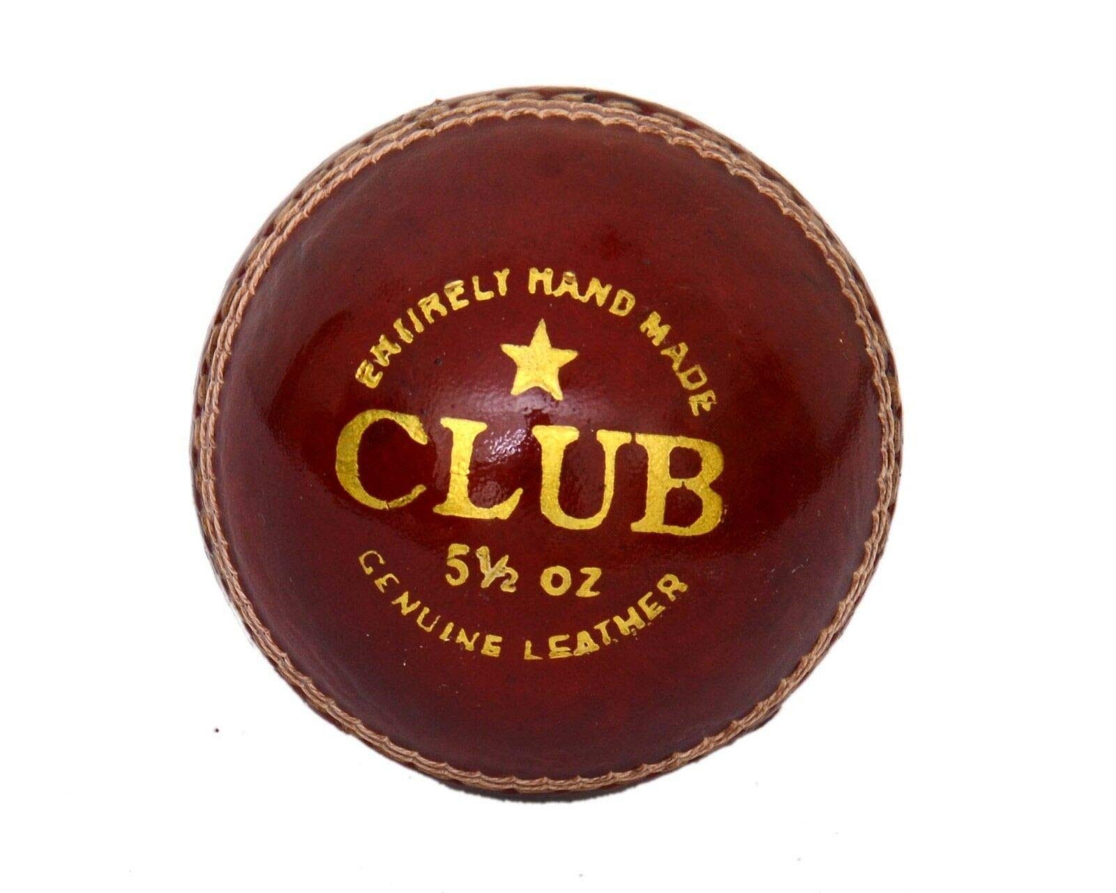 CW Club - Palline da cricket in pelle, 6 pezzi, colore: Rosso