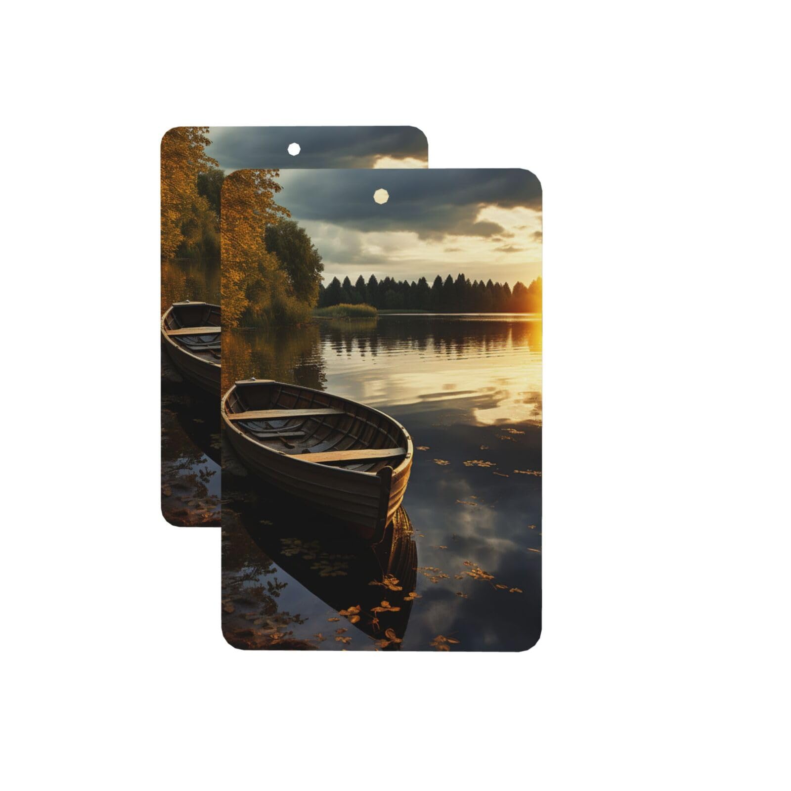 Car Air Fresheners 2 Pcs Hanging Air Freshener for Car Lavender Hanging Scented Cards Boat at Lake Shore Aromatherapy Tablets Hanging Air Freshener for Car Rearview Mirror