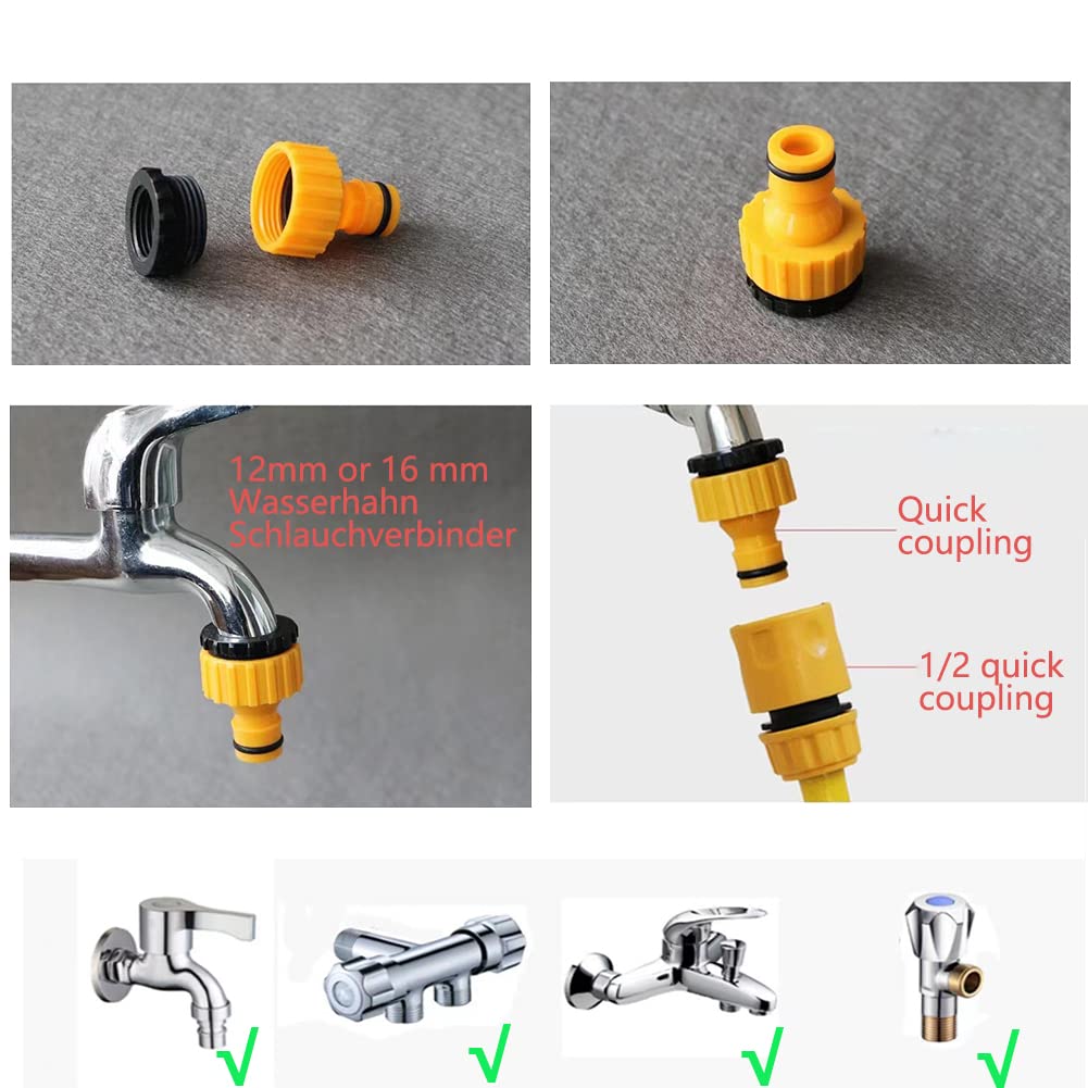 10 Pezzi Connettori Per Rubinetto Da Giardino 1/2” E 3/4” – Raccordi Rapidi In ABS, Con Rondelle E O-ring, Per Tubi Flessibili