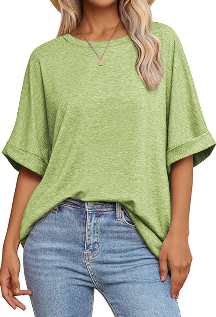 Naivikid Womens Oversized T Shirts Loose Fit Crewneck Short Sleeve Summer Casual Blouse Y2K Tee Tops S-XXL