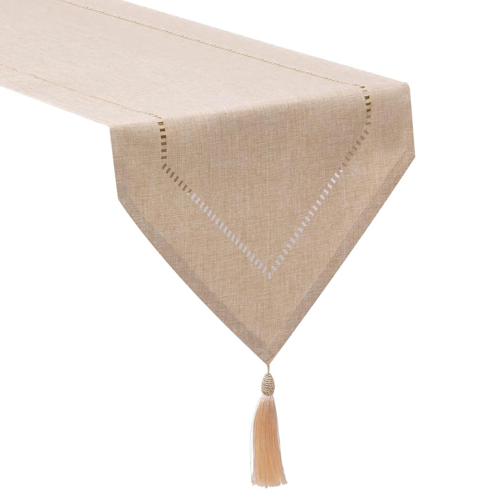 Camino de mesa beige de tela lavable para proteger y decorar tu mueble de TV
