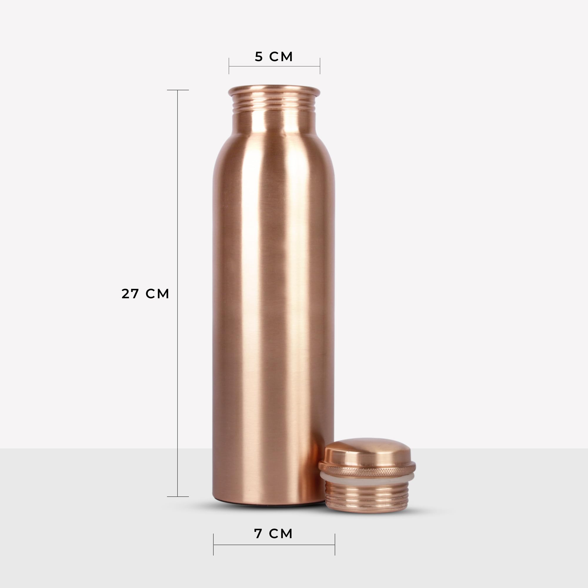 Bottiglia in Rame Puro - 1L - Vaso Artigianale Fatto a Mano a Prova di Perdite da 1 Litro per il Bere con Benefici per la Salute Ayurvedica per Sport Fitness Yoga Bottiglia Bere Più Acqua - Finitura