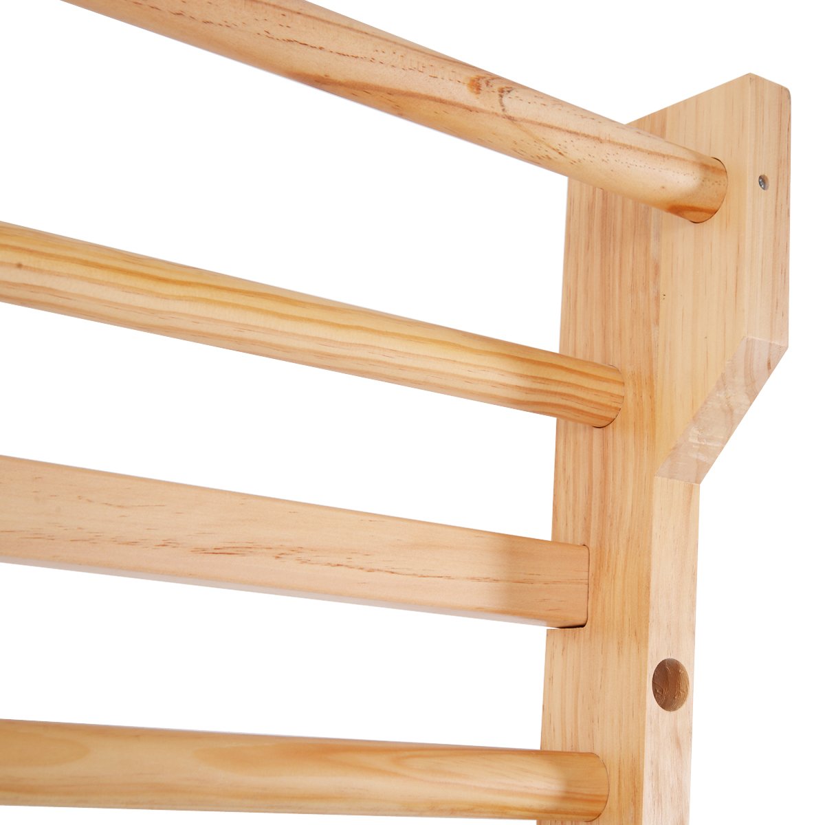 RELAX4LIFE Espaldera Gimnasio Casa de Madera Maciza de Pino con 10 Barras, Espaldera Madera de Pared para Niños y Adultos, Gimnasio Pared, Carga 150 kg, 195 x 80 x 14 cm