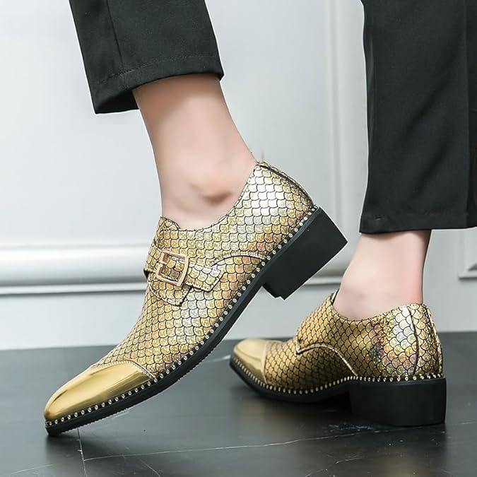 Chaussures Oxford Homme à Sangle Moine - Bout Pointu Cuir Synthétique, Semelle Antidérapante, Style Classique