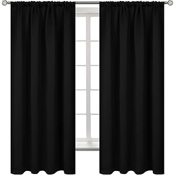 RYB HOME Room Darkening Curtains with Rod Pocket Design, Room Darkening Heat & Draft Block Window Drapes Privacy Backdrops for Home Office, W52 x L108 inch, 2 Panel, Aqua