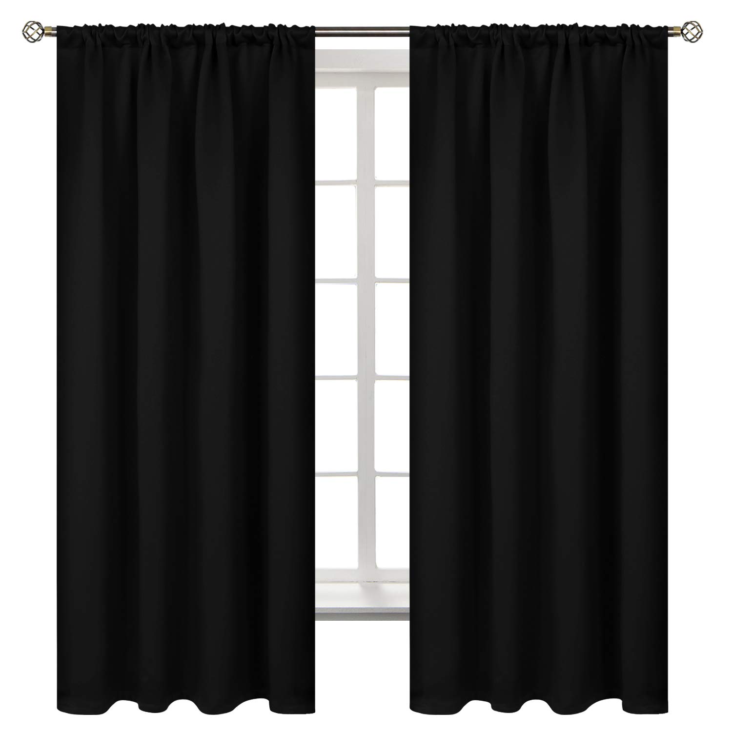 BGment Black Out Curtains 63 Inches Length for Bedroom 2 Panels - Rod Pocket Thermal Insulated Drapes Room Darkening Shading for Living Room Office Window Privacy, 42 x 63 Inch