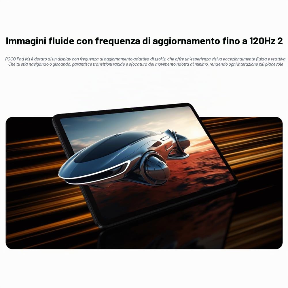 XIAOMI Tablet POCO Pad M1, 12.1", 8+256 GB, Nero, HyperOS 2, 33W, Display IPS LCD, 12000 mAh, Display 12.1" 2.5K 120 Hz, Dolby Atmos, Protezione Occhi, Snapdragon 7s Gen 4, Senza NFC, con Caricatore
