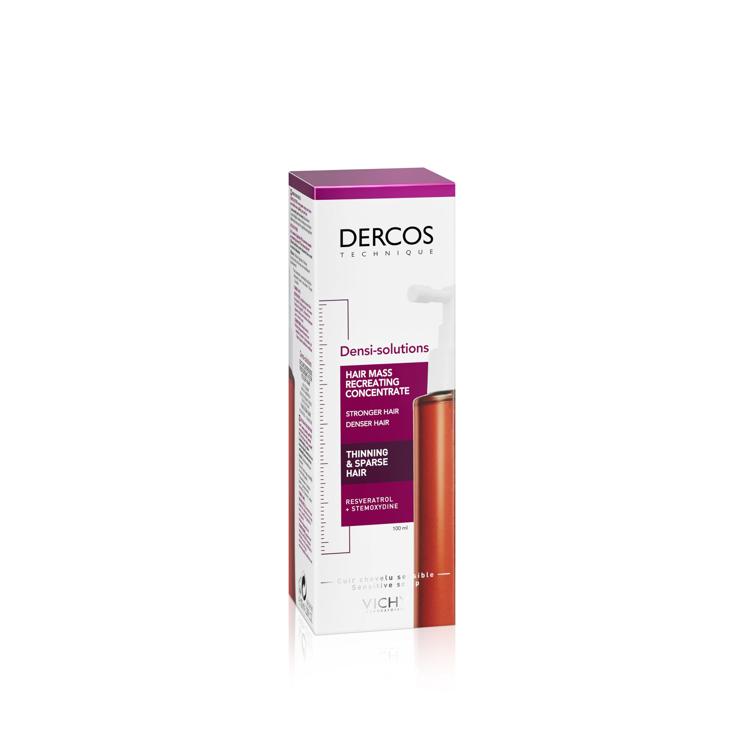 Vichy Dercos Densi-Solutions Hair Mass Concentrate 100ml – Leave-In Thickening Treatment with Filloxane for Thinning, Sparse Hair, Recreates Fuller Hair Mass & Density
