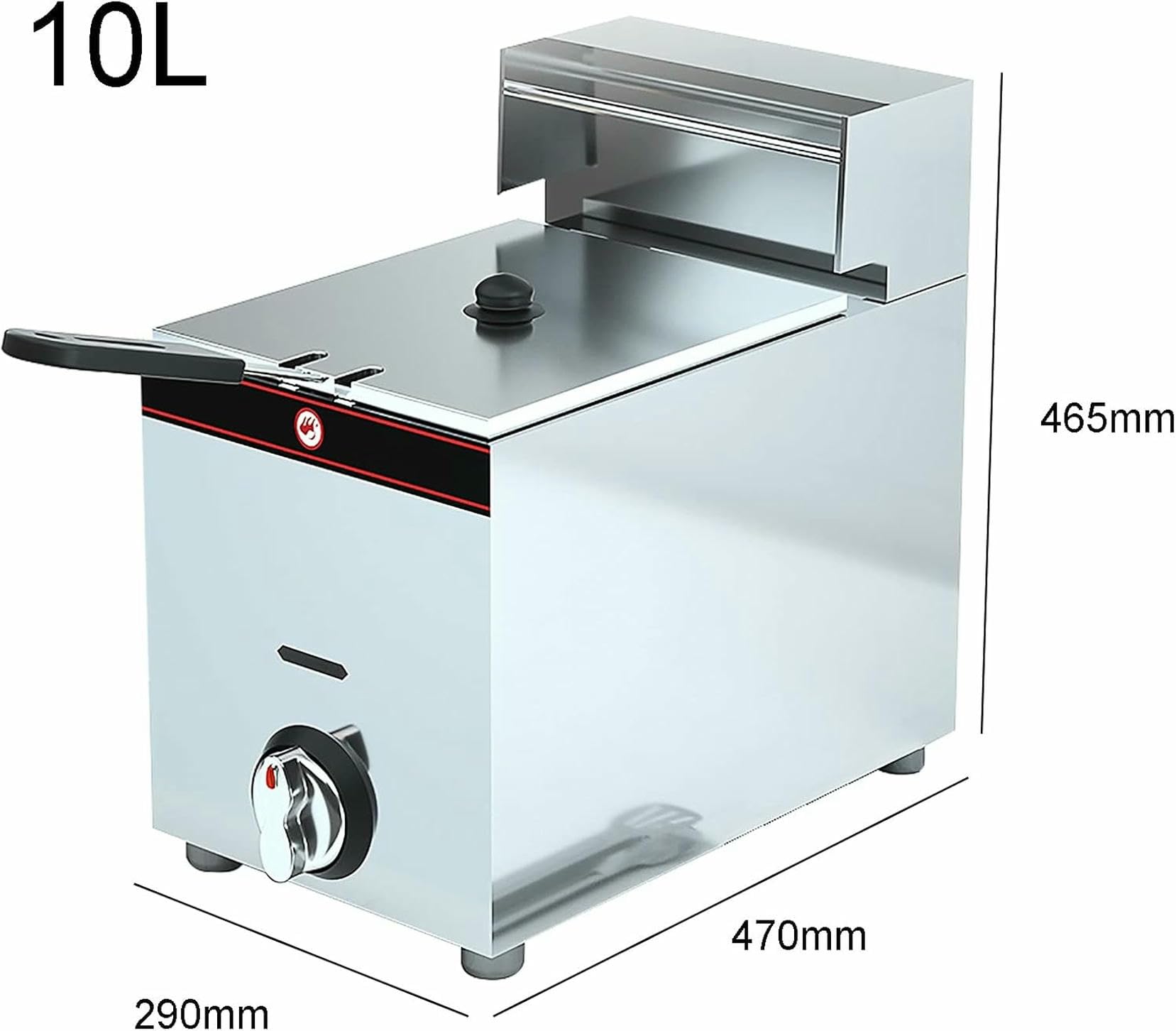 Freidora a Gas de Acero Inoxidable de 10 l/20 l, freidora Comercial de Patatas Fritas y Pollo Frito con Cesta y Tapa para Cocina y Restaurante~/