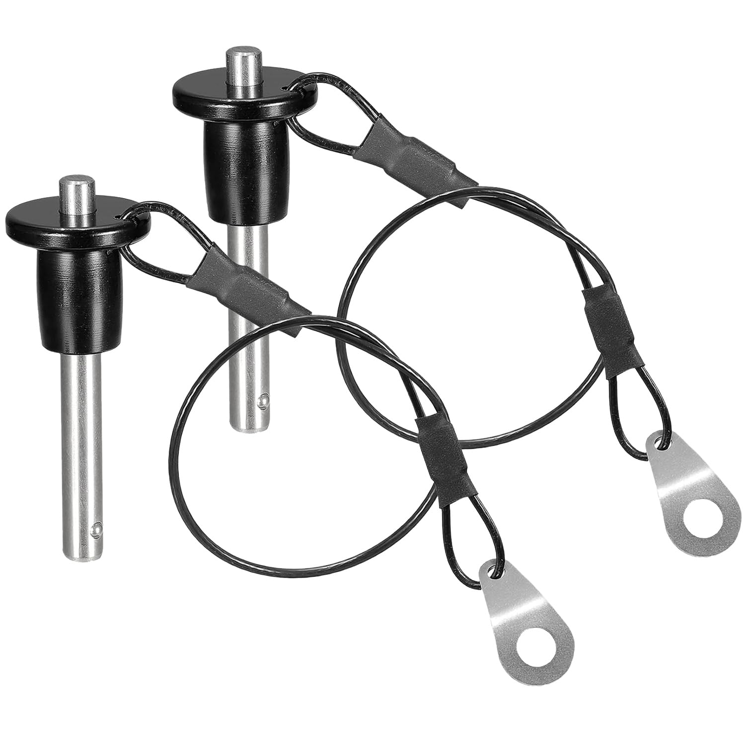 2Pcs 304 Stainless Steel Ball Locking Pins, Push-Button Locking Quick Release Pin with 24cm Push Button Lanyard Cable (6mm Diameter, 25mm Usable Length)
