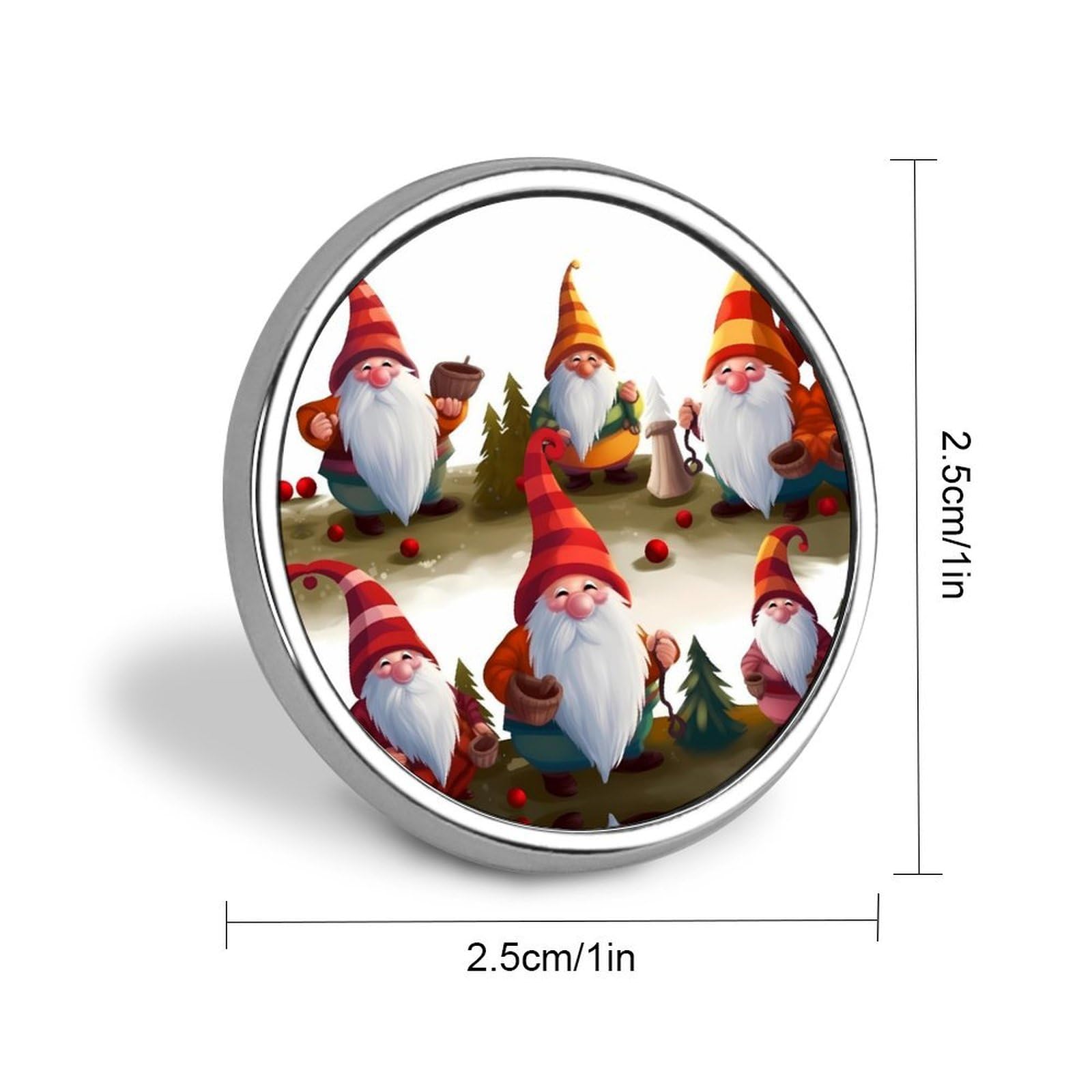 Aluminium Alloy Round Badge Brooch Pins for Men Xmas Funny Gnomes Brooches Elegant Pin for Women Fashion Button Badges Brooch Badge for Hats Jackets Shirts