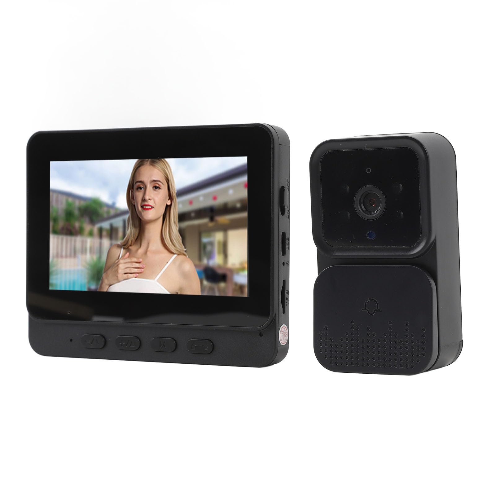 Bezprzewodowy System Wideodomofonowy, Wideodomofon 1080P z Wyświetlaczem 4,3 Cala, Wodoodporny Wideodomofon do Rozmów Dwukierunkowych, Obsługa Kamery HD w Trybie Nocnym