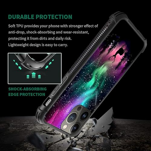 Miniatura 6 de CARLOCA Funda compatible con iPhone 15, funda con diseño artístico de ciervo aurora boreal para iPhone 15, ultra protección, a prueba de golpes, de