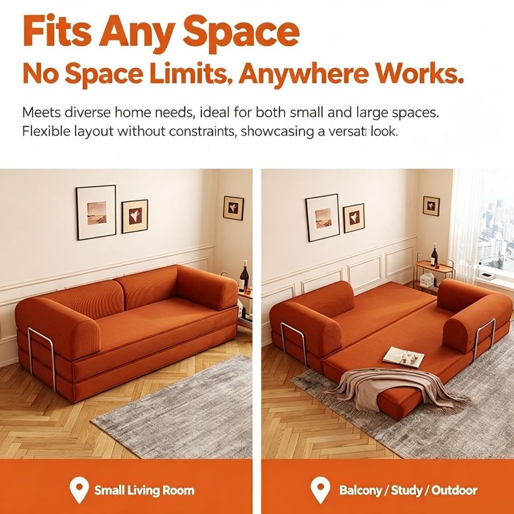 Klappbares Schlafsofa, 2- Bis 3-Sitzer-Couch Ohne Knochen, Kein Zusammenbau