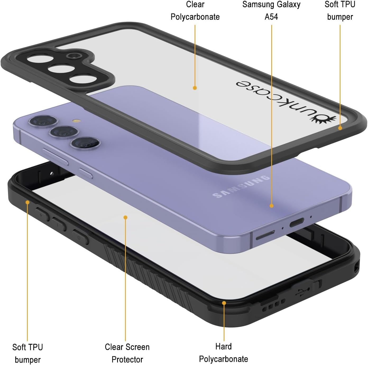 Punkcase for Galaxy A54 Waterproof Case [Extreme Series] [Slim Fit] [IP68 Certified] [Shockproof] [Dirtproof] [Snowproof] Armor Cover for Galaxy A54 5G (6.4") (2023) [Black]