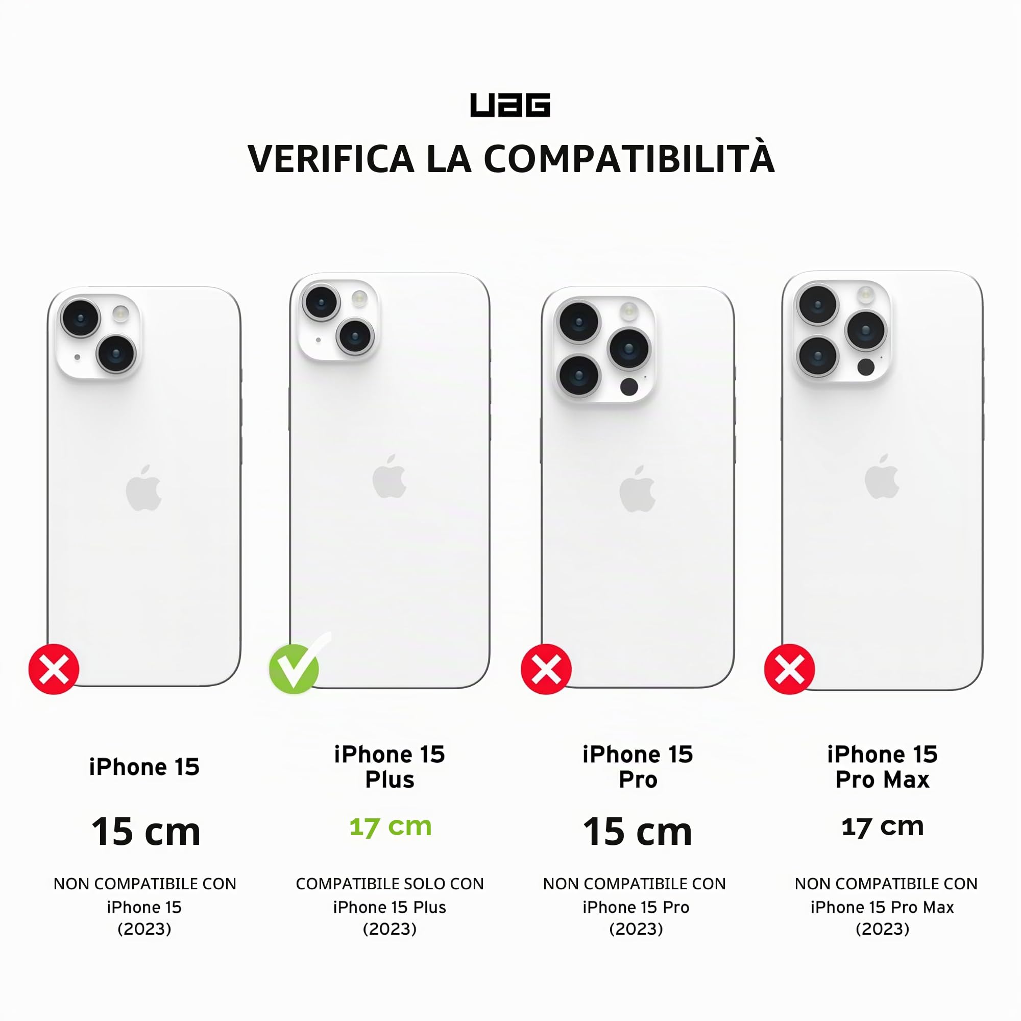 URBAN ARMOR GEAR UAG - Custodia compatibile con iPhone 15 Plus, 6,7 pollici, Pathfinder, trasparente, ghiaccio/argento, magnete integrato, compatibile con ricarica MagSafe, robusta custodia protettiva