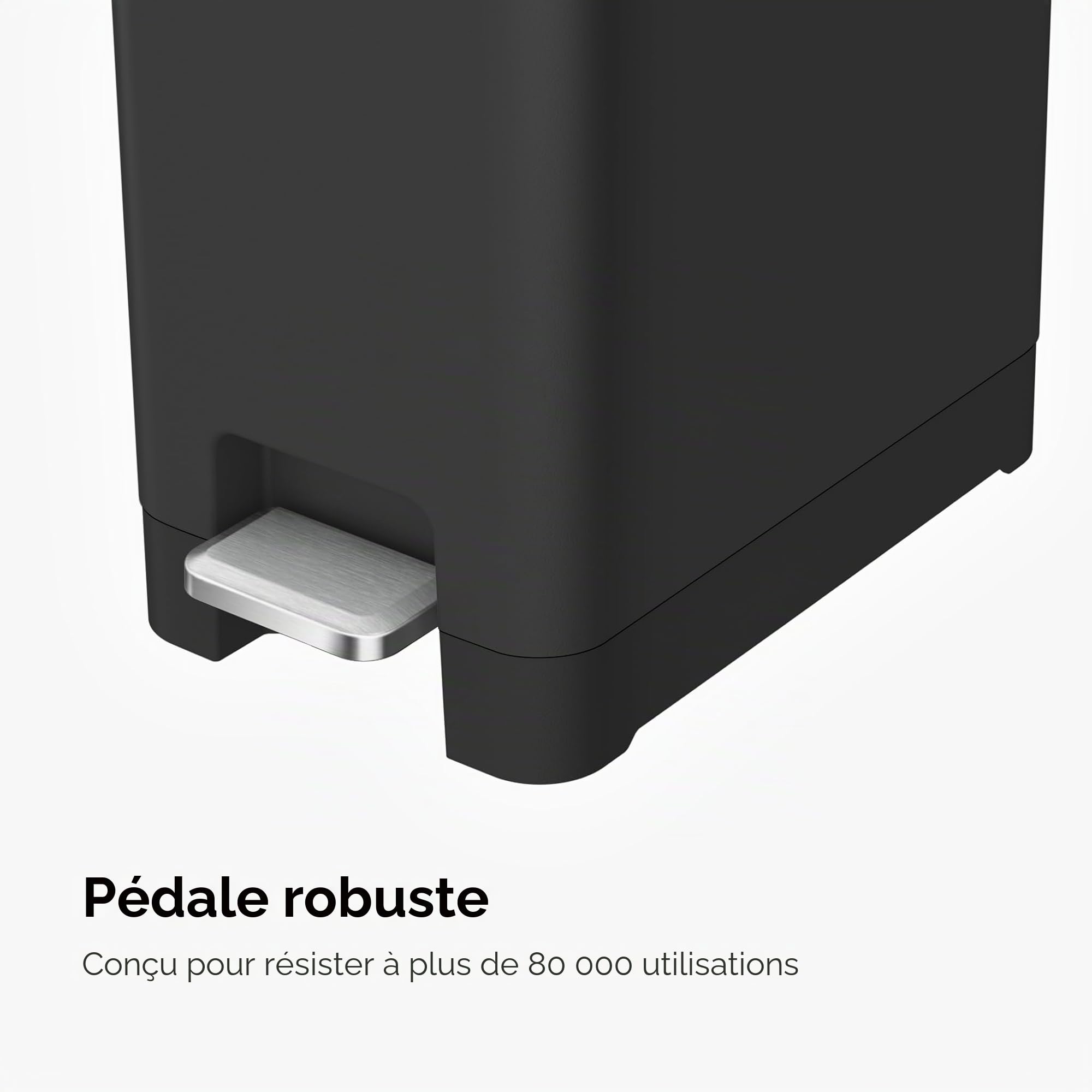 Poubelle de cuisine EKO Hana à pédale fermeture douce couvercle ouvert noir