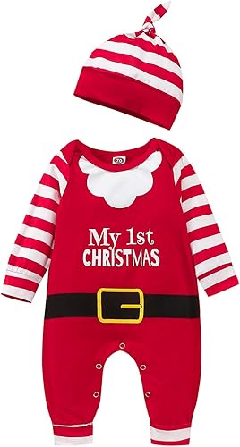 LouVasabuce Conjunto de 2 piezas para bebé, niña y niño, My First Christmas