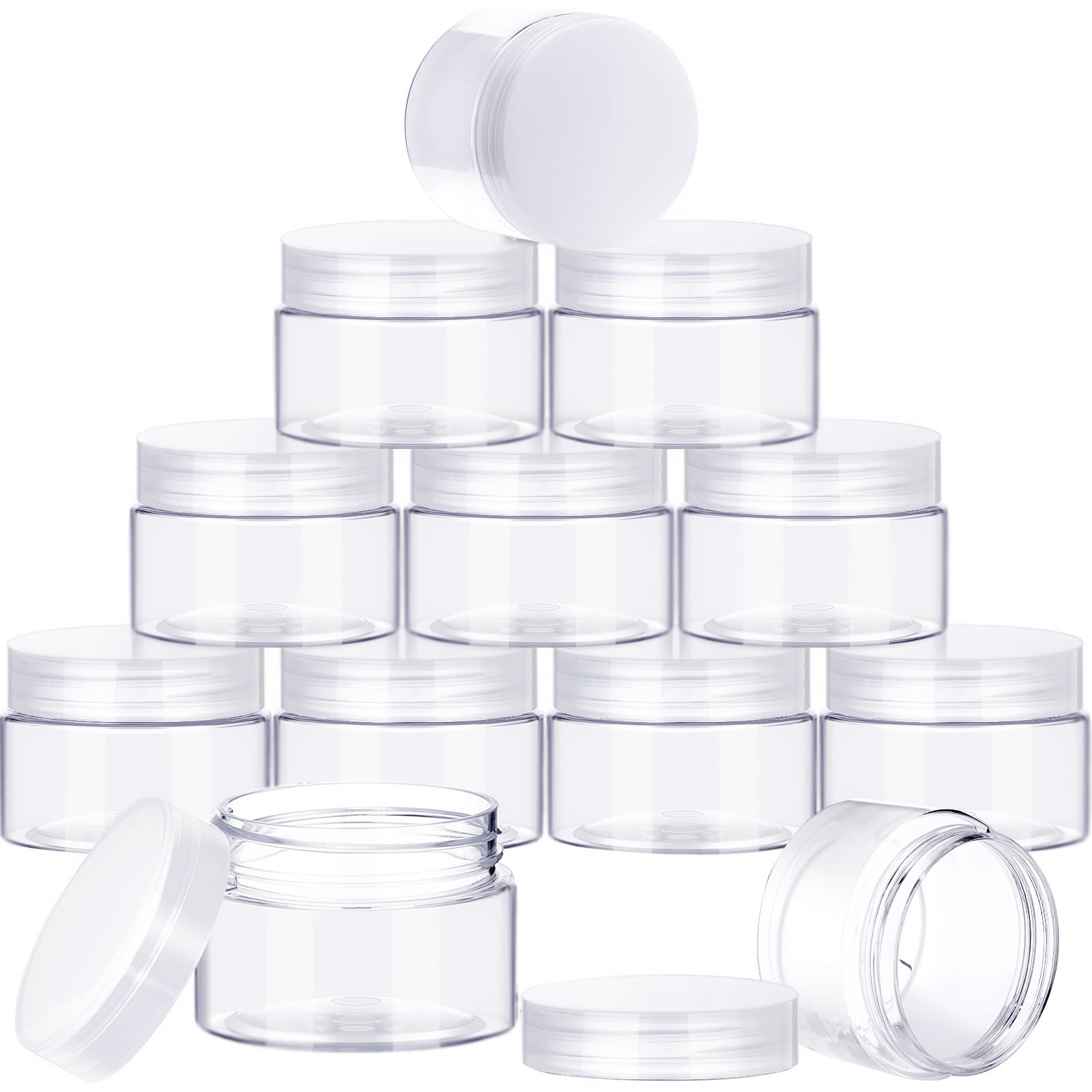 SATINIOR 24 Pieces Clear Plastic Jars with Lids, Clear Lid, 6 oz