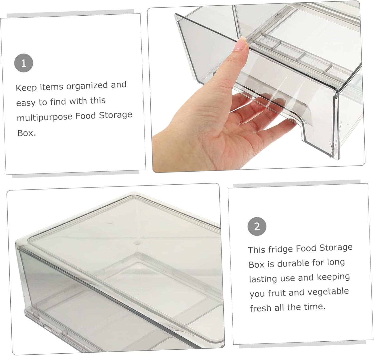 Garneck Multi Function Transparent Refrigerator Bin Large Capacity Drawer Organizer for Fruits Vegetables Easy to pet Storage Container for Kitchen Freezer Use