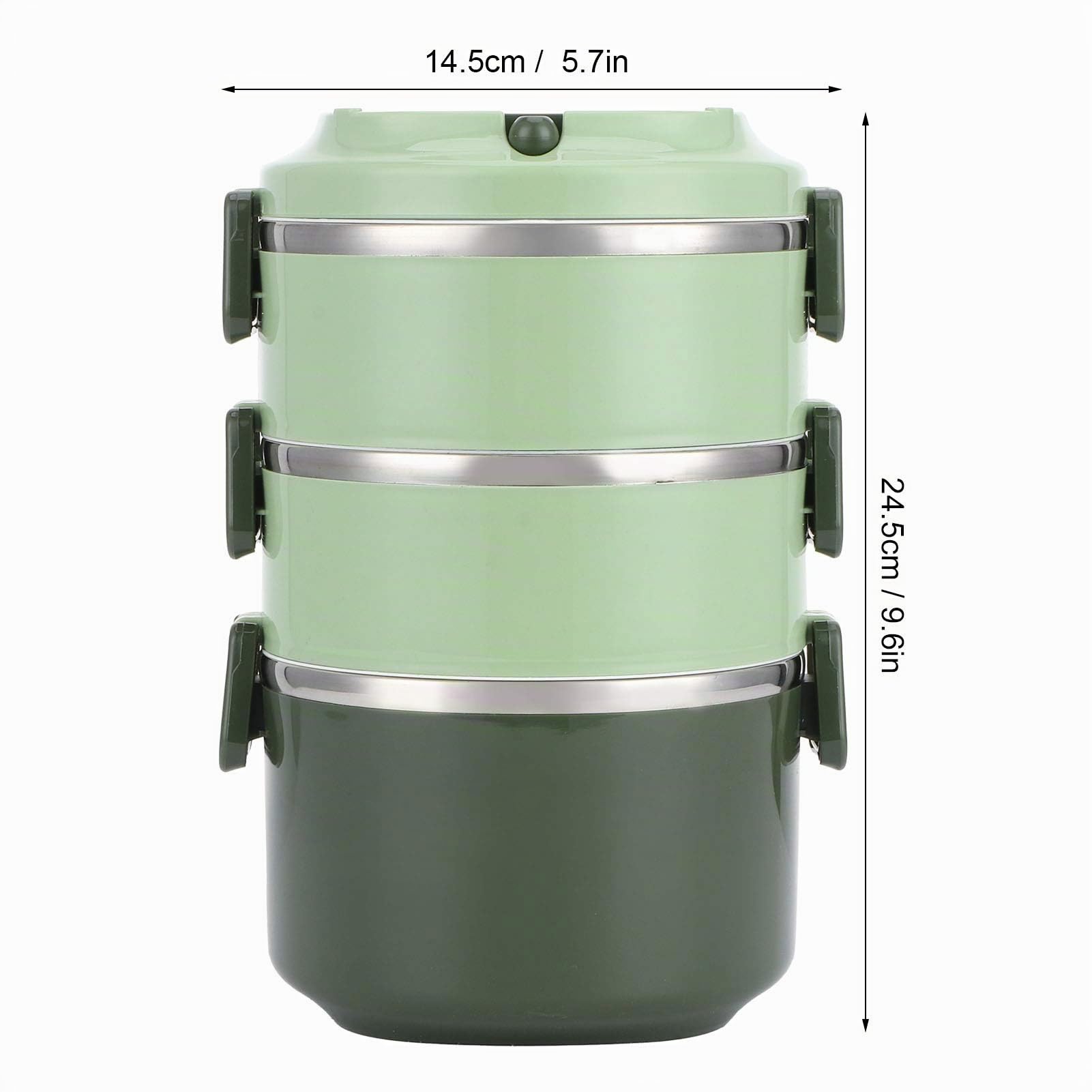 Eujgoov Acciaio Inossidabile Impilabile, Contenitore per il Pranzo in Acciaio Box, Contenitore per Snack con Perdite Lunch Box/contenitore per Alimenti, (3 strati verdi)