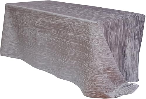 YOUR CHAIR COVERS - Mantel rectangular de tafetán arrugado de 90 x 156 pulgadas, color plateado oscuroplatino, manteles rectangulares para mesas