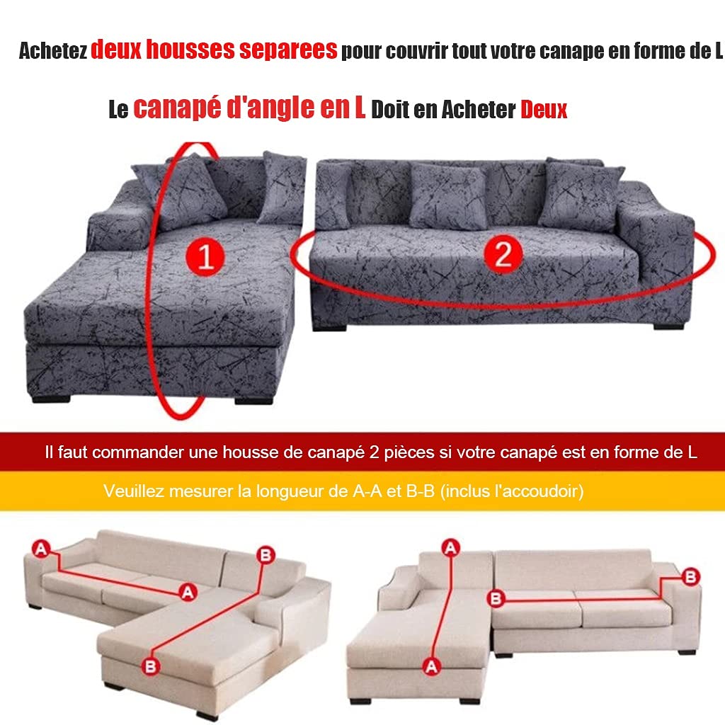 Housse De Canapé D'angle En L Universelle - Tissu Extensible, Antidérapant, Lavable - Tailles 1 à 4 Places, Couleur Beige