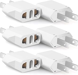 6 Pack European to US Plug Adapter, Europe to American Travel Adapter, 220V to 110V Adapter Plug, Europe to USA Power Plug Converter, Type A, White