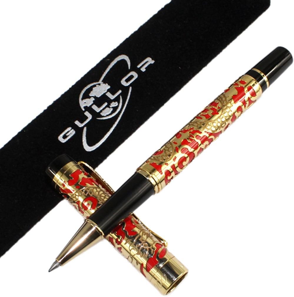 Gullor Advanced Rollerball Pen Jinhao 5000 Red and Gold Dragon Year with Gift Box