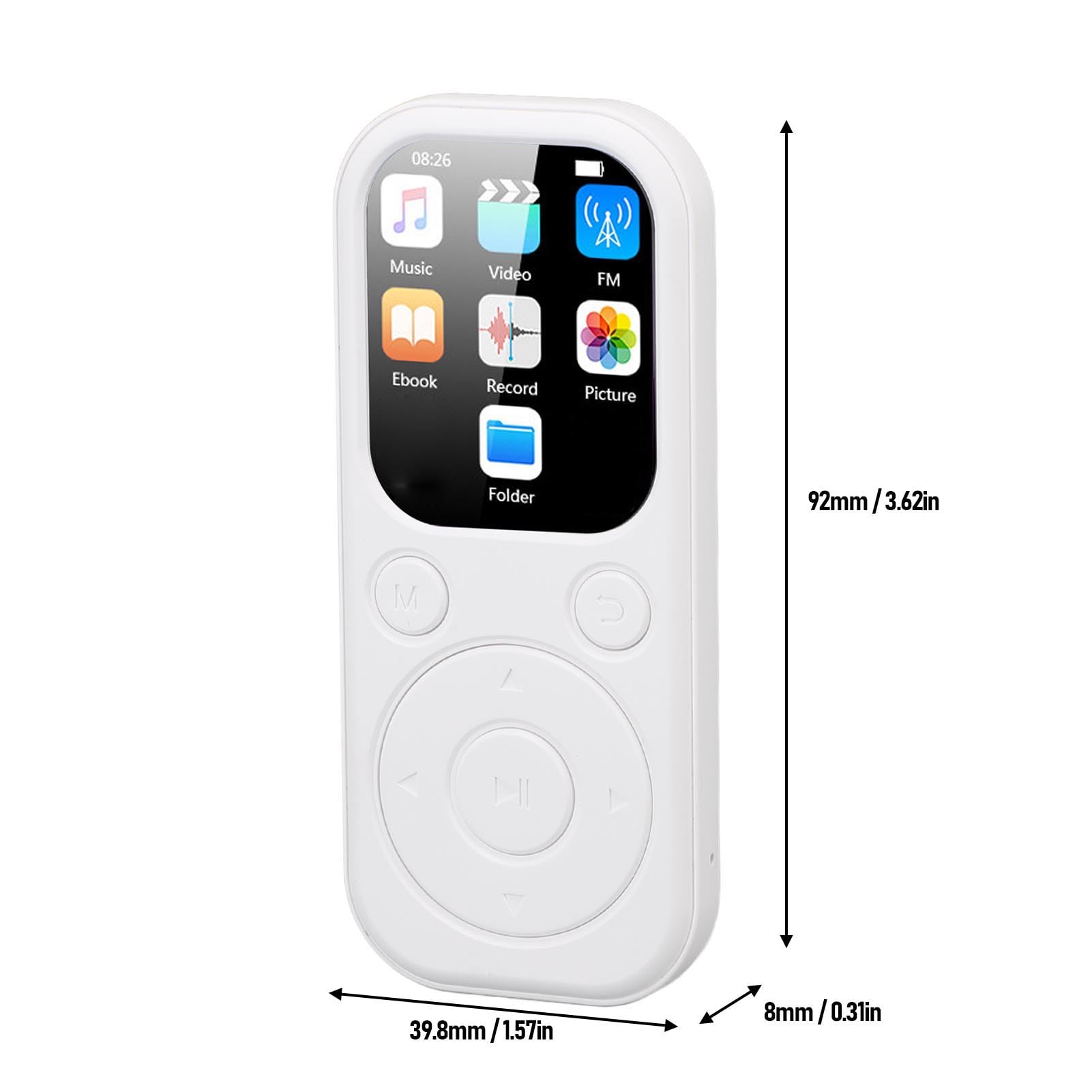Odtwarzacz MP3 z Bluetooth 5.4, Przenośny Odtwarzacz Muzyki MP3 z Głośnikiem HiFi, Odtwarzanie Wideo, Radio FM, Czytnik Książek, Budzik, 48 Godzin Odtwarzania, Obsługuje do 128