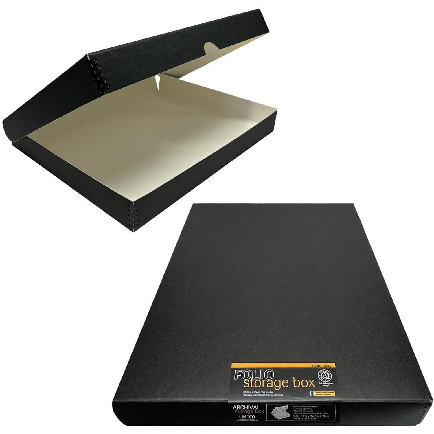 Lineco Black 18X24 Clamshell Box 18,5"X24,5"X1,75", Archival Metal Edge, Protects Longevity, Organize & Store Photos, Documents, Craft, Cards, Magazine, Prints, Wedding Dresses, Diy, 2 Pack