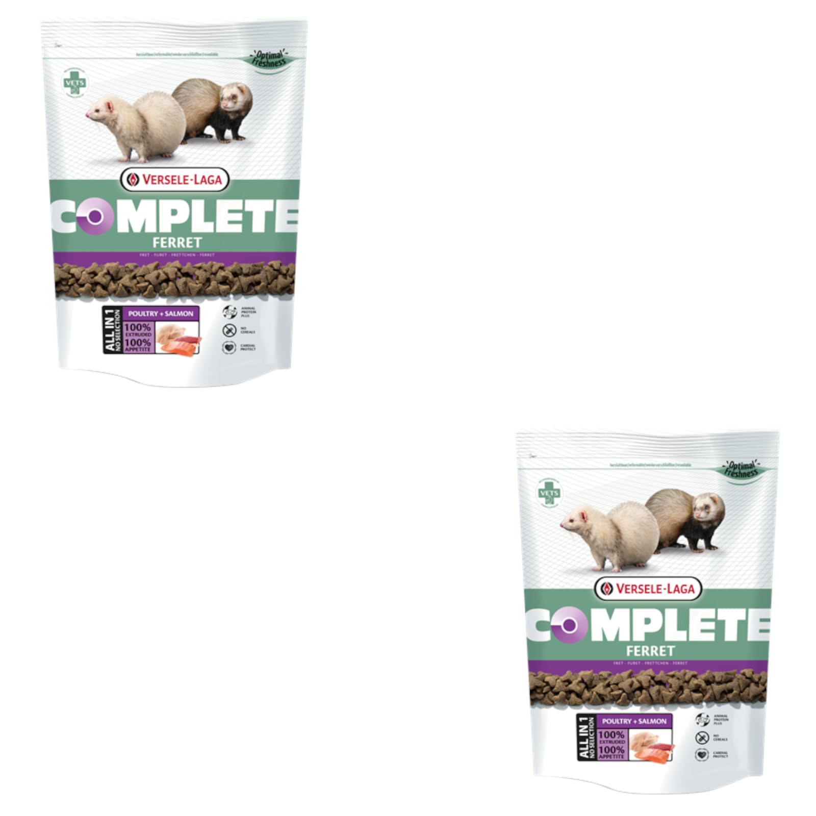 Versele-Laga - Complete Ferret | Paquete Doble | 2 x 750 g | Extruidos Todo en uno Ricos en proteínas para Hurones | 90% de Las proteínas contenidas Son de Origen Animal | Sin Cereales