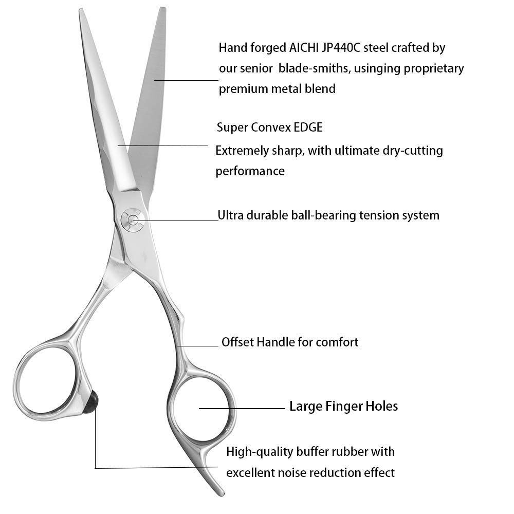 AOLANDUO Hair Cutting Scissor (6 Inch)EXTREMELY SHARPOffset Design