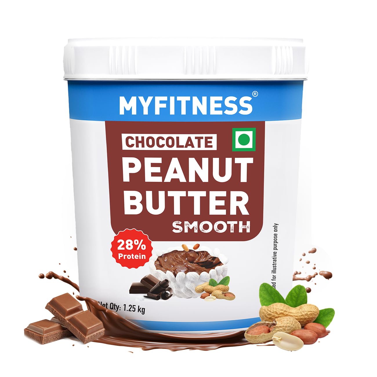 MYFITNESS Peanut Butter Chocolate Flavour, Smooth 1.25kg | 22g Protein | Tasty & Healthy Nut Butter Spread | Vegan | Cholesterol Free & Gluten Free | Zero Trans Fat | Creamy Peanut Butter